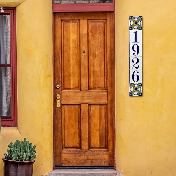 Numeri civici in stile talavera dipinti a mano su ceramica, mattonelle verticali con numeri civici