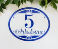 Porcelain hand painted House number plaque with art nouveau decoration, outdoor house sign