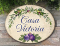Olive and Figs Ceramic House Plaque | Custom Name Sign