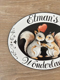 Squirrel Name Sign Outdoor, Ceramic House Plaque