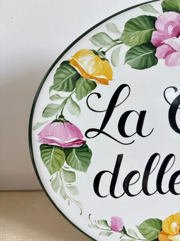 Floral House Name Sign Custom Ceramic Plaque with Roses