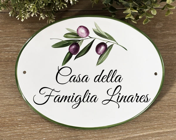 Custom House plaque with olive branch and family name
