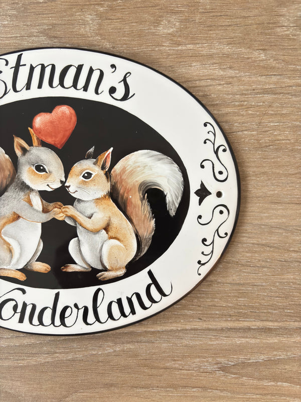 Squirrel Name Sign Outdoor, Ceramic House Plaque