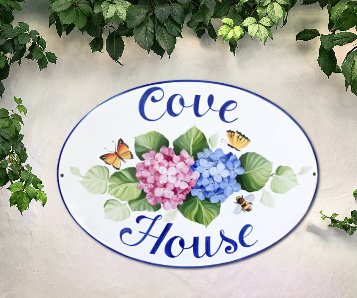Personalized Ceramic Name Sign with Hydrangea | Garden plaque ...