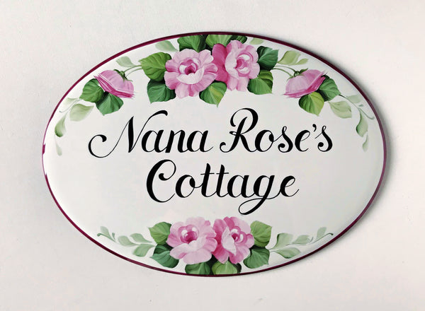 Cottage sign Roses, Personalized House Name Sign