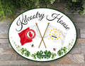 Custom House Sign hand Painted with Flags, Shamrock and Bees