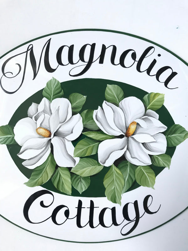 Personalized Cottage House Sign | Ceramic house plaque Magnolia