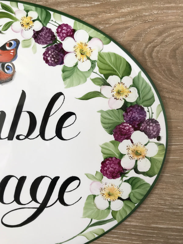 Custom cottage house sign, Bramble garden decor