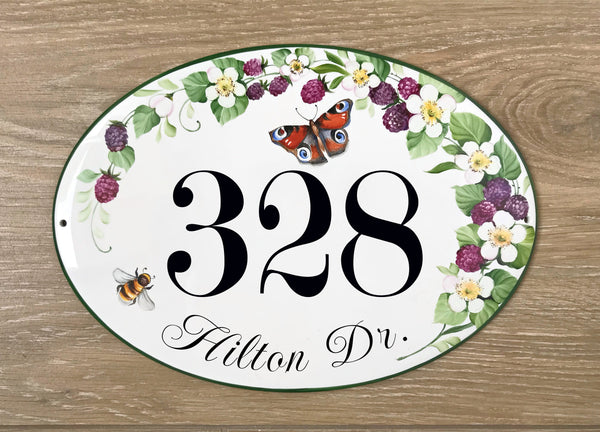 Custom cottage house sign, Bramble garden decor