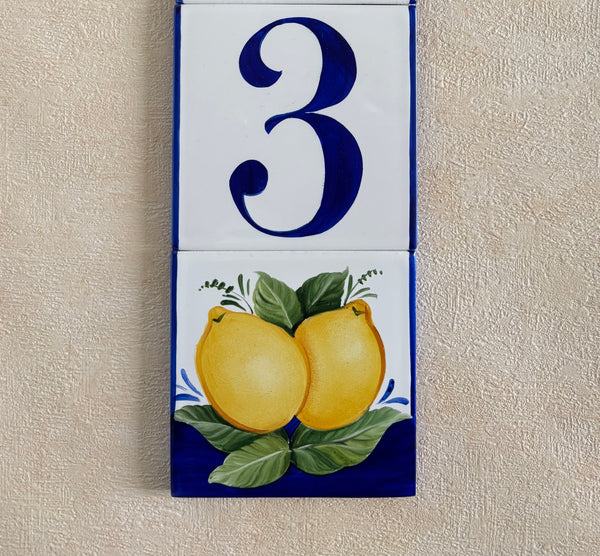 Lemon-House-Numbers-Tile | Ceramic Address Plaque