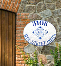 Custom Address plaque, Blue Ceramic house number