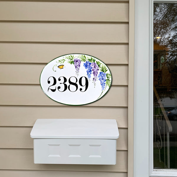 Wisteria Personalized cottage name sign, Welcome porch sign, Outdoor address plaque, garden sign