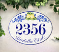 Custom House Number Sign, Address plaque ceramic, Lemons