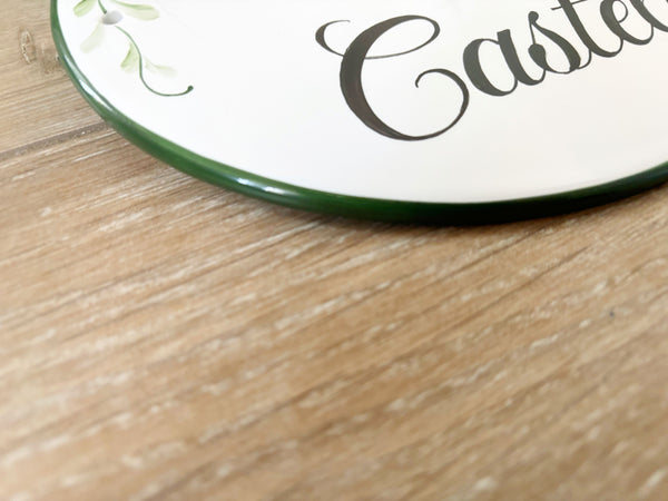 Rustic Cottage Name Sign | Hand Painted Chestnut & Bee House Plaque