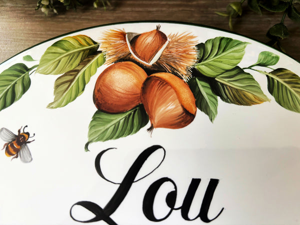 Rustic Cottage Name Sign | Hand Painted Chestnut & Bee House Plaque