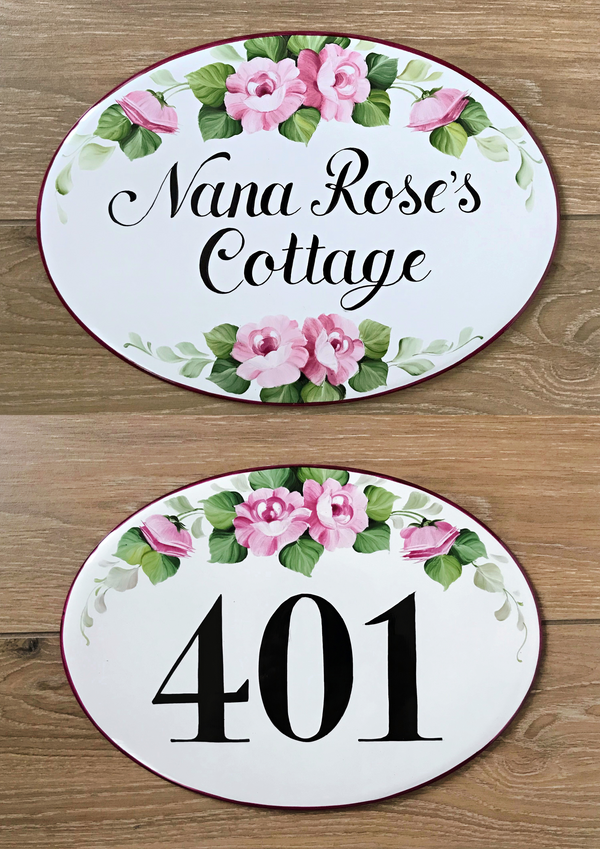 Roses House number sign personalized address numbers