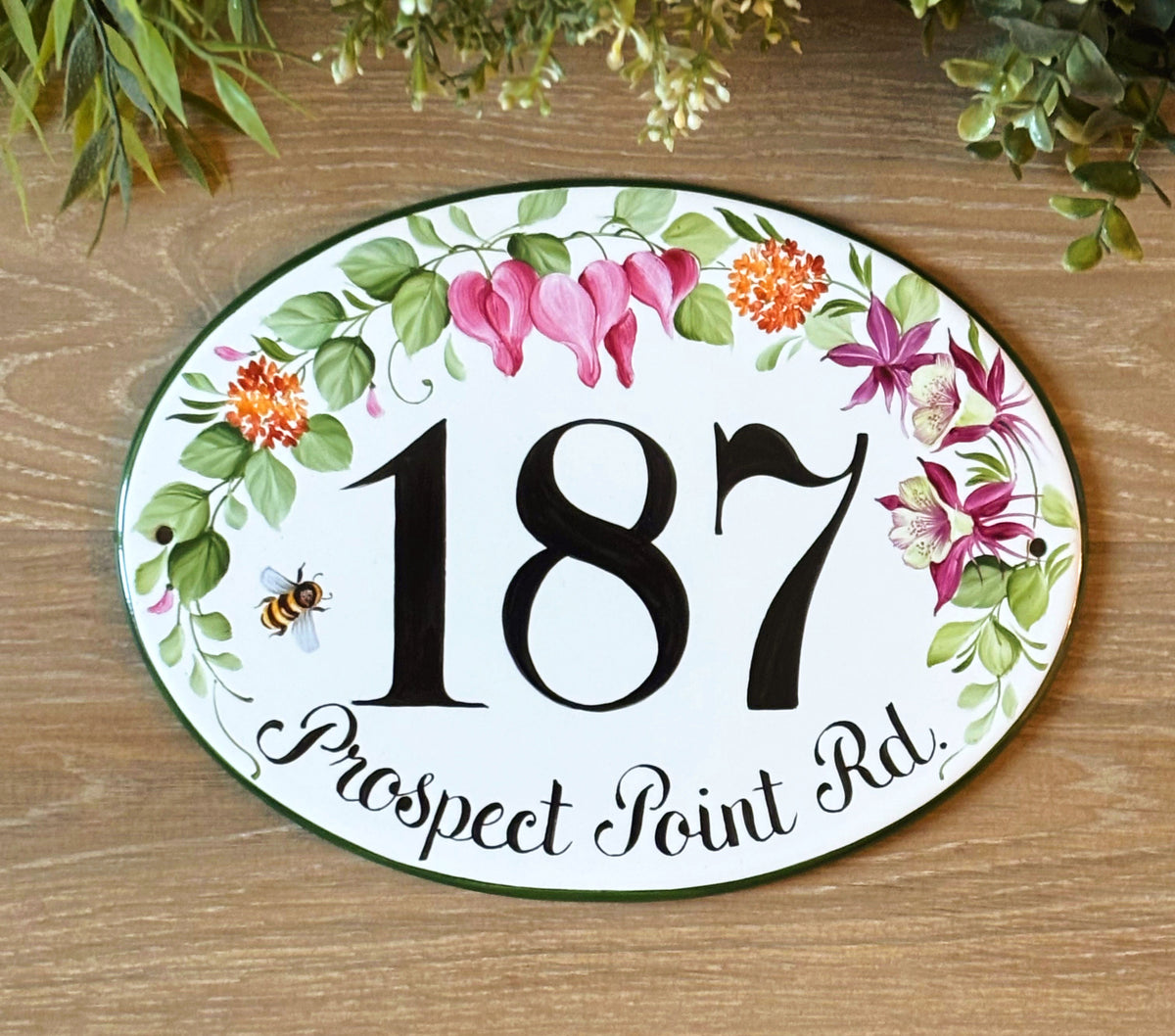Ceramic Address Plaque | Hand Painted Floral Design– DipintoAdArte