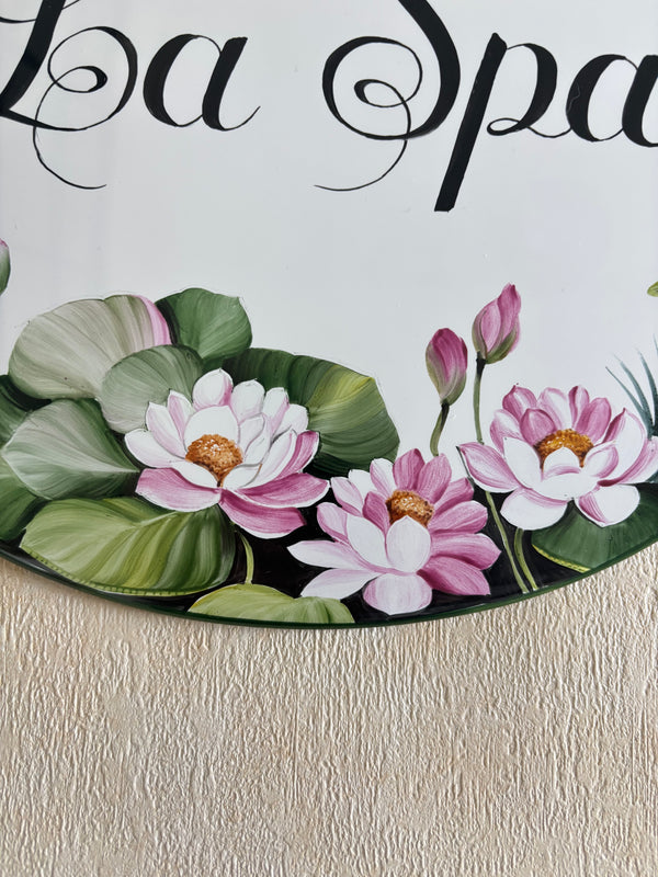 Water Lily Ceramic House Sign | Custom Address Plaque, Garden Decor