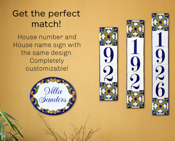 Custom House Numbers Tile, Ceramic Address Sign, Italian designs