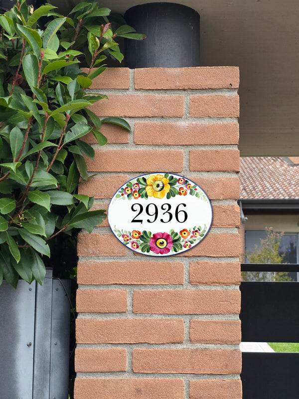 Flower Ceramic House Name Sign | Custom Floral Address Plaque