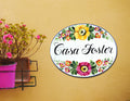 Flower Ceramic House Name Sign | Custom Floral Address Plaque