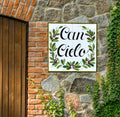 Ceramic Tiles Mural with Olive Branches, Custom House Sign