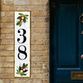 vertical house numbers tile hand painted with olive branch