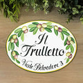 Outdoor house sign Italian, Olives