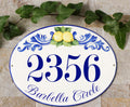 Custom House Number Sign, Address plaque ceramic, Lemons