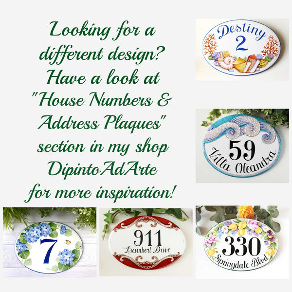 Custom address sign, House number plaque, Acorns