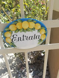 Mediterranean Ceramic House Sign, Custom Address Plaque, Amalfi Lemon Decor