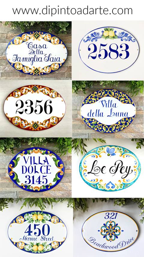 Custom Address sign, Ceramic house numbers, Mediterranean Style ...