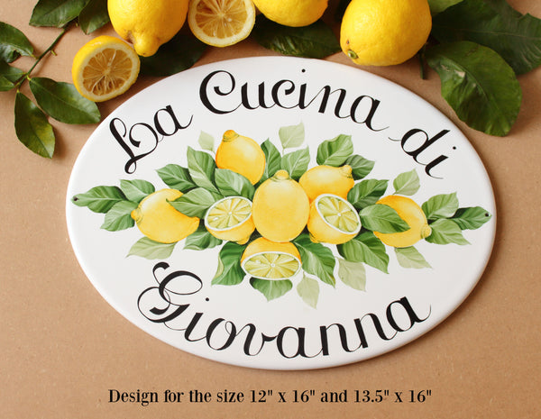 Mattonella da cucina personalizzata in ceramica, decorazione da parete per cucina con limoni
