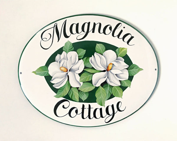 Personalized Cottage House Sign | Ceramic house plaque Magnolia