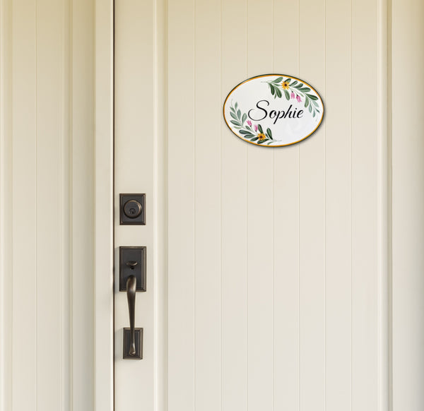 Custom Name Sign | Flower Door Decor