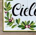 Ceramic Tiles Mural with Olive Branches, Custom House Sign