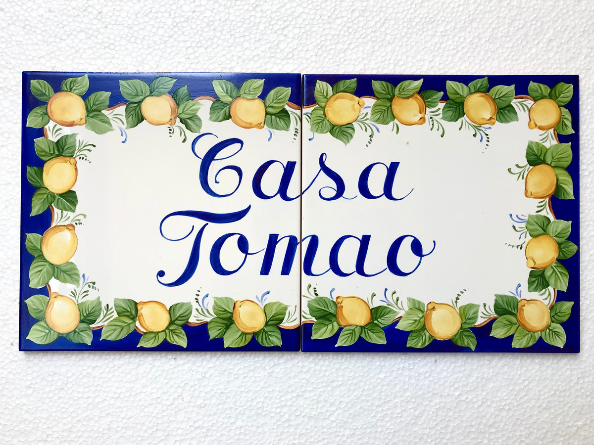 thumbnail image 2 of Hand-painted Ceramic Lemon House Number & Letter Tiles With Wooden Frames (10x3.3cm) 2 of 5