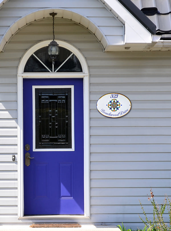 Custom Address sign, Ceramic house numbers, Mediterranean Style