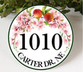Round Ceramic Address Plaque | Peaches and Blossoms