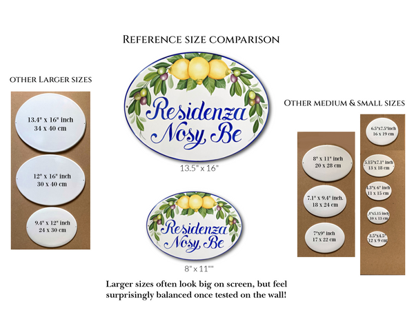 Lemon Ceramic House Sign, Custom Outdoor Name Plaque