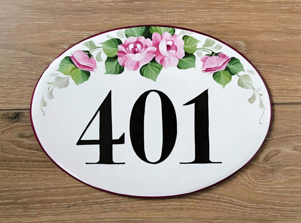 Roses House number sign personalized address numbers