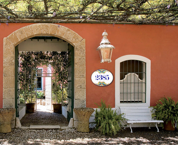 Spanish Revival House Sign, Address Ceramic Plaque, Family Name sign