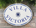 Custom Ceramic House Sign for Villa | Blue Design