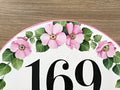 Wild Roses Custom address numbers, Ceramic house sign