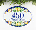 ceramic address number sign with lemons  Positano Style