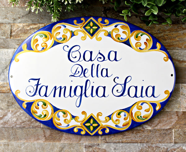 Ceramic House plaque talavera style blue and yellow