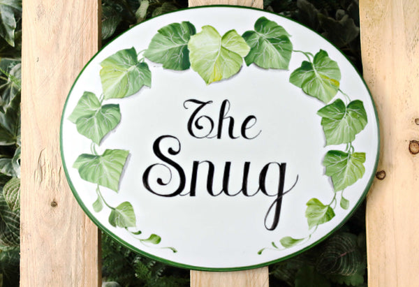 Ivy House Sign, Ceramic Family Name Plaque