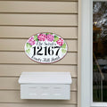 Address Plaque Outdoor, Ceramic House Numbers, Pink Hydrangea