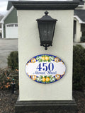 Personalized Address Sign with Positano Lemons, Ceramic House Number, Amalfi Style