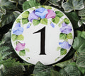 Front Door Number Sign, Blue Flowers Address Plaque